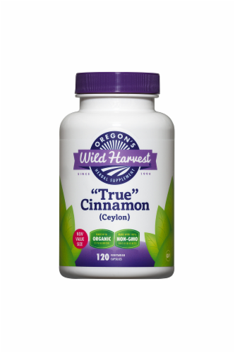 Oregon's Wild Harvest Organic Cinnamon Dietary Supplement Capsules Perspective: front