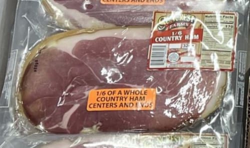 Suncrest Farms 1/6 Country Ham Perspective: front