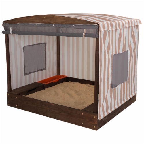 KidKraft Cabana Children's Sandbox - Beige & White Stripes Perspective: front