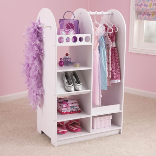 KidKraft Fashion Pretend Let's Play Dress Up Station w/ Mirror - White | 12511 Perspective: front