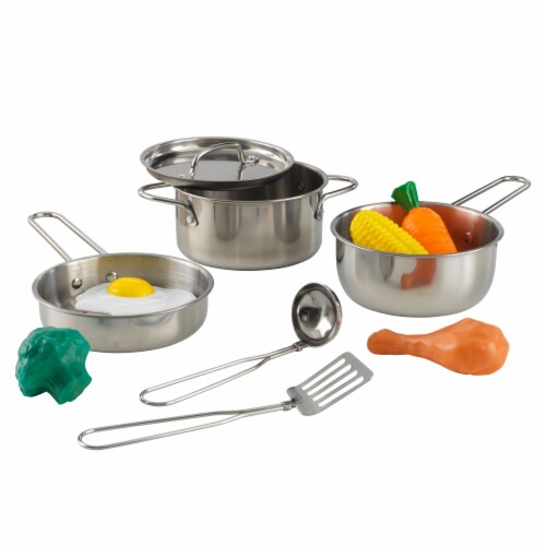 KidKraft Deluxe Cookware Set with Food Perspective: front