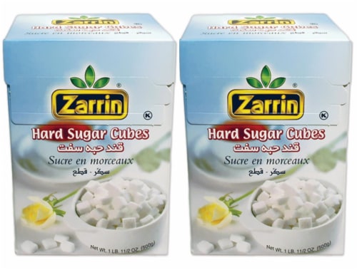 Zarrin Hard Sugar Cubes (2 PACK) - 500G | 17.6 Oz, (Slow Dissolving) Perspective: front