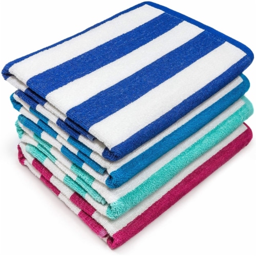 4-Pack: 30 x 60 Ultra-Soft 100% Cotton Striped Pool Cabana Hotel Beach  Towels, 30x60, 4-pack - Pay Less Super Markets