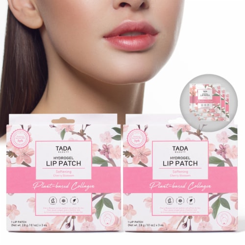 Tada Beauty 6pc Hydrogel Lip Mask Softening Cherry Blossom Lip Mask for Dry Lips Perspective: front