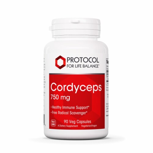 NOW Foods Protocol for Life Cordyceps 750mg Supplement Perspective: front