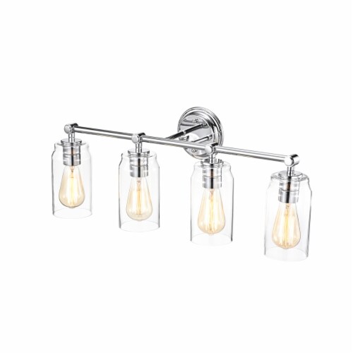 Lighting JOYCE Contemporary 4 Light Chrome Bath Vanity Fixture 28 Width Perspective: front