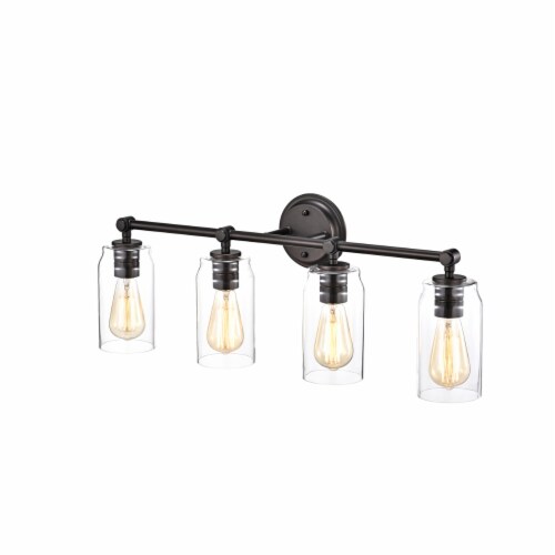 Lighting JOYCE Contemporary 4 Light Rubbed Bronze Bath Vanity Fixture 28  Width Perspective: front