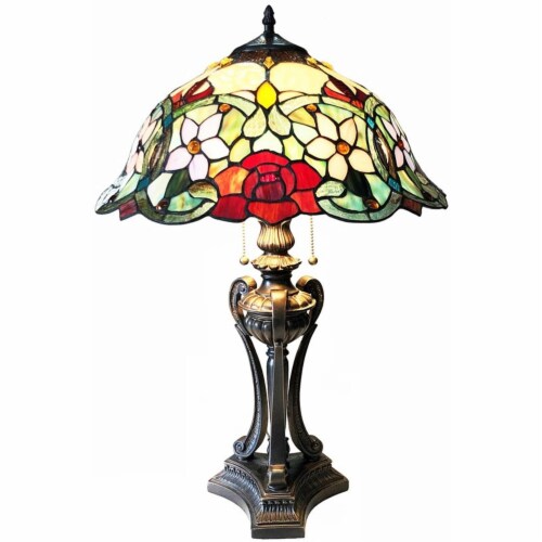 CHLOE Piper Tiffany Style Floral Stained Glass Table Lamp 26