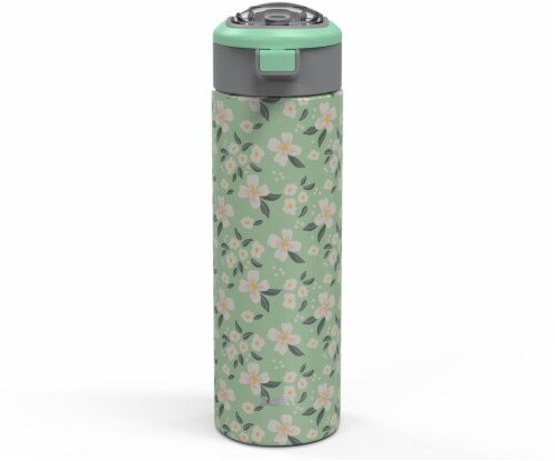 Zak! Designs Stainless Steel Insulated Water Bottle - Bloom Neo Mint Perspective: front