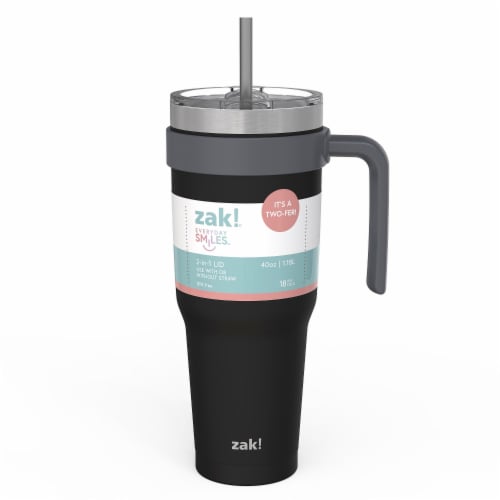 Zak! Designs Stainless Steel Double Wall Waverly Tumbler - Ebony Black Perspective: front