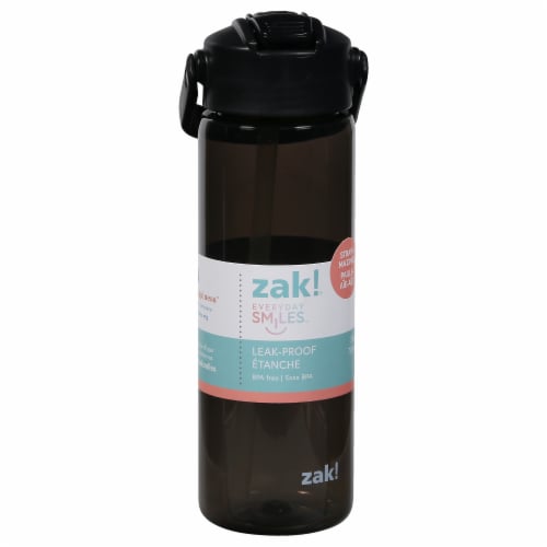 Zak! Designs Ebony Durable Plastic Liberty Manual Straw Bottle Perspective: front