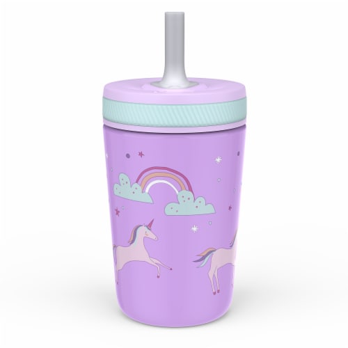 Fanciful Unicorn Antimicrobial Stainless Steel Double Wall Vacuum Leakproof Straw Kelso Tumbler Perspective: front