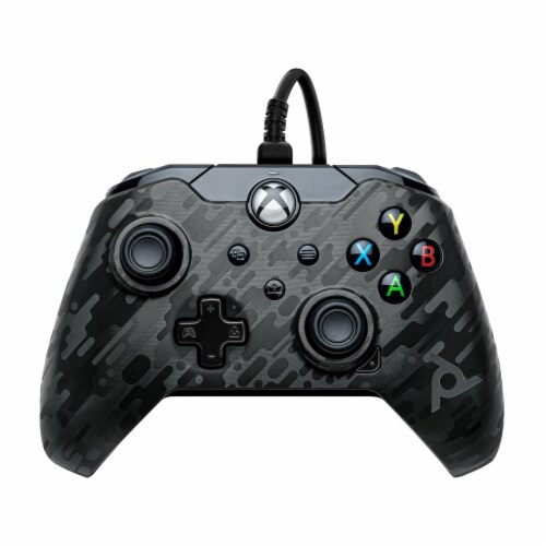 PDP Black Camo Wired Xbox Controller Perspective: front