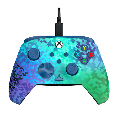 PDP REMATCH Advanced Wired Controller: Glitch Green For Xbox Series X|S Xbox One & Windows 10/11 PC Perspective: front