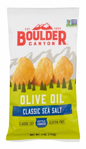 Boulder Canyon Olive Oil Kettle Cooked Potato Chips Perspective: front