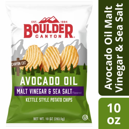 Boulder Canyon® Avocado Oil Malt Vinegar and Sea Salt Kettle Potato Chips Perspective: front