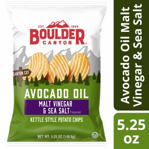 Boulder Canyon® Avocado Oil Malt Vinegar and Sea Salt Kettle Potato Chips Perspective: front