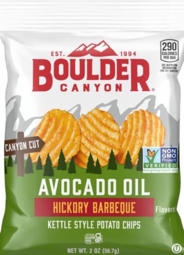 Boulder Canyon® Avocado Oil Hickory Barbecue Kettle Style Potato Chips Perspective: front
