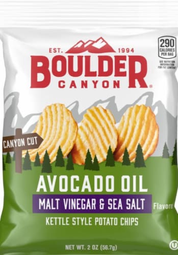 Boulder Canyon® Avocado Oil Malt Vinegar & Sea Salt Kettle Style Potato Chips Perspective: front