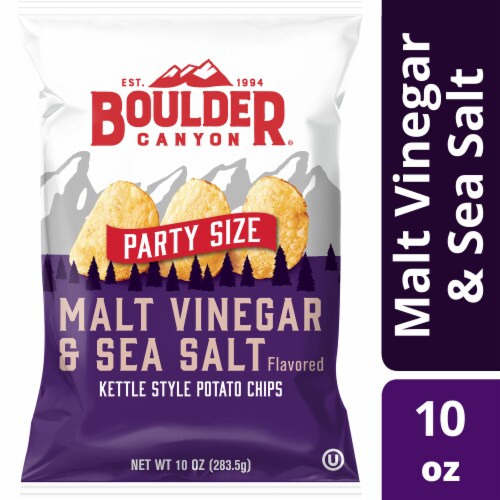 Boulder Canyon Malt Vinegar & Sea Salt Kettle Style Potato Chips Party Size Perspective: front