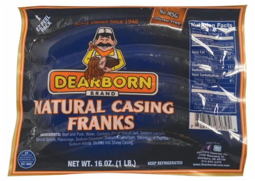 Dearborn® Natural Casing Franks Perspective: front