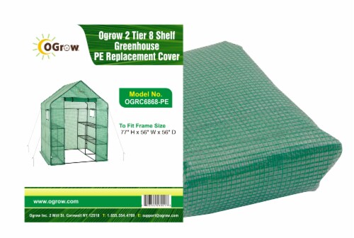Ogrow OGRC6868-PE 2 Tier 8 Shelf Greenhouse PE Replacement Panel Cover to Fit Frame, 77 x 56 Perspective: front