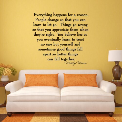 LARGE MARILYN MONROE WALL QUOTE THINGS HAPPEN FOR REASON STICKER TRANSFER 