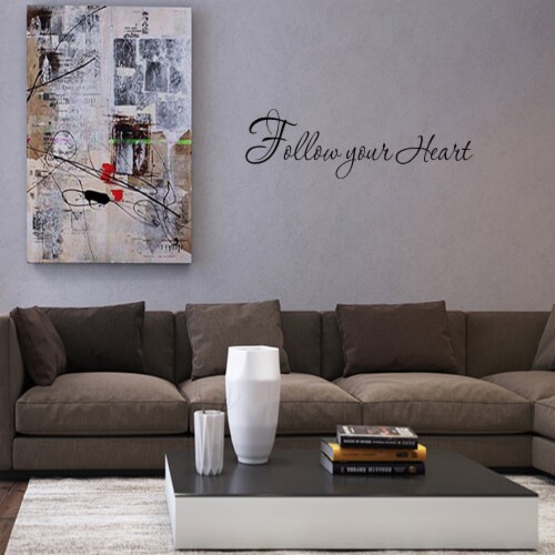 VWAQ Follow Your Heart Inspirational Wall Quotes Decal Perspective: front