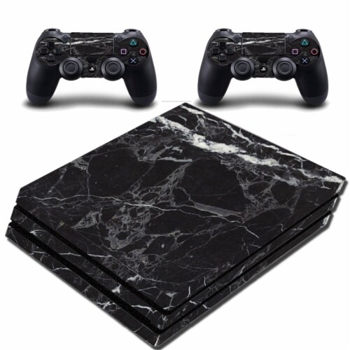 VWAQ Black PS4 Pro Skins Marble Granite Decal - PPGC6 Perspective: front