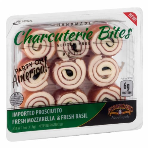 Formaggio® Prosciutto Mozzarella And Basil Charcuterie Bites Perspective: front