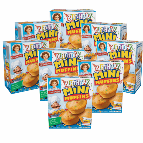 Little Debbie Birthday Cake Mini Muffins, 8 Boxes, 40 Travel Pouches of Bite Size Muffins Perspective: front
