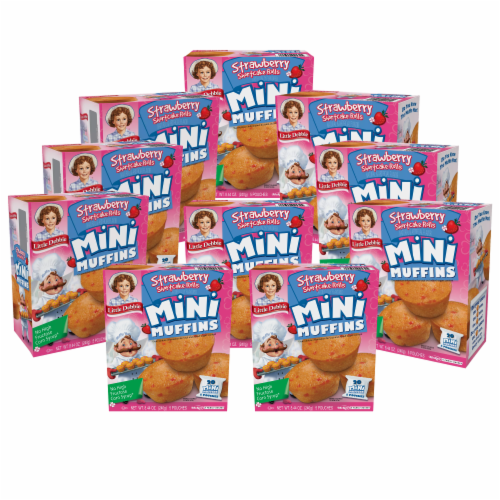 Little Debbie Strawberry Shortcake Mini Muffins, 10 Boxes, 50 Bite Size Strawberry Muffins Perspective: front
