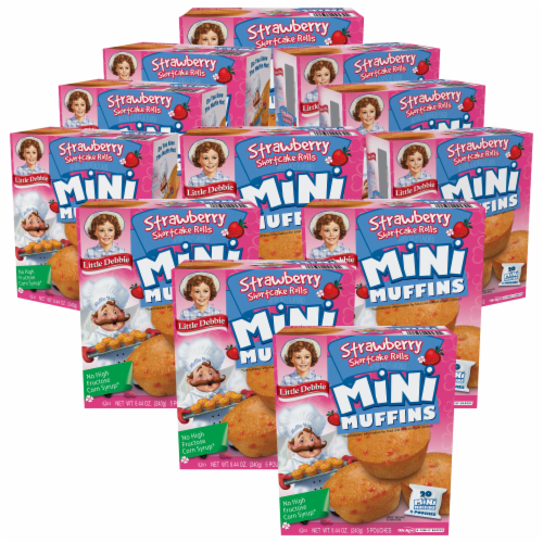 Strawberry Shortcake Rolls Mini Muffins, 12 Boxes, 60 Travel Pouches of Bite Size Muffins Perspective: front
