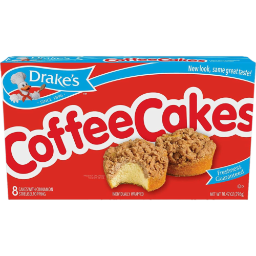 Drake's Coffee Cakes, 8 boxes, 64 Individually Wrapped Breakfast Pastries, Cinnamon Perspective: front