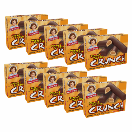 Little Debbie Peanut Butter Crunch Bars, 10 Boxes, 120 Twin Wrapped Crunchy PB Snacks Perspective: front