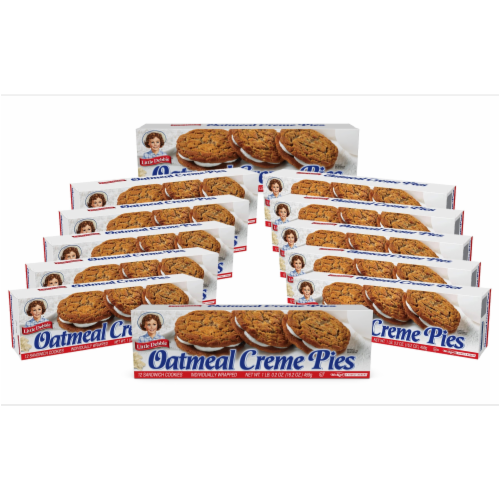 Little Debbie Oatmeal Creme Pies, 12 Boxes, 144 Soft Oatmeal Cookies with Crème Perspective: front