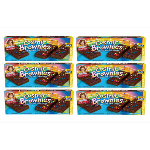 Cosmic Brownie Big Packs, 6 Boxes, 72 Individually Wrapped Brownies with Chocolate Chip Candy Perspective: front