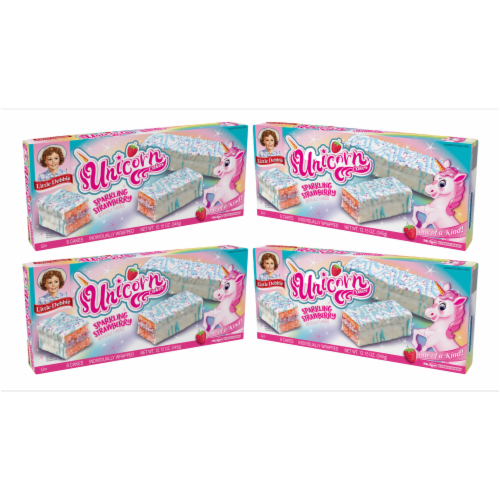 Little Debbie Unicorn Cakes, 4 Boxes, 32 Individually Wrapped Strawberry Vanilla Cakes Perspective: front