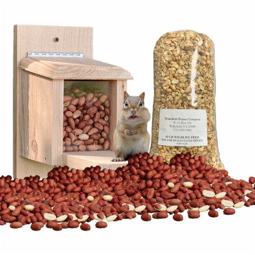 Wakefield Wildlife Premium Squirrel Feeder Plus 10 lbs Virgina Peanuts for Animals Perspective: front