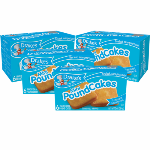 Drake's Mini Pound Cakes, 24 Traditional Pound Cakes (Pack of 4), 4 ...