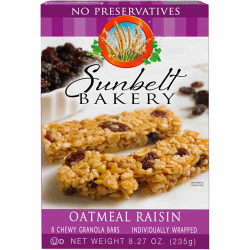 Sunbelt Bakery Oatmeal Raisin Chewy Granola Bars, (5-Boxes) Perspective: front