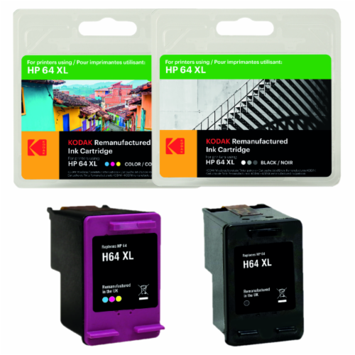 KODAK Compatible Ink Cartridge Replacement for HP64XL Convenience Bundle Perspective: front