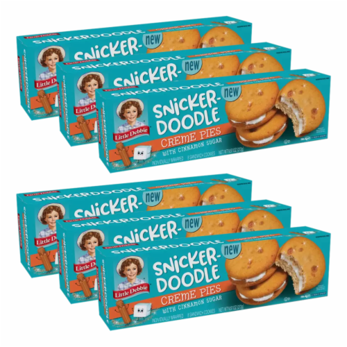 Little Debbie Snickerdoodle Creme Pies, 6 Boxes, 48 Individually Wrapped Cinnamon Cookies Perspective: front
