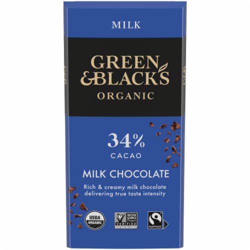 Green Black S Organic 34 Cacao Milk Chocolate Bar 3 18 Oz Fred Meyer