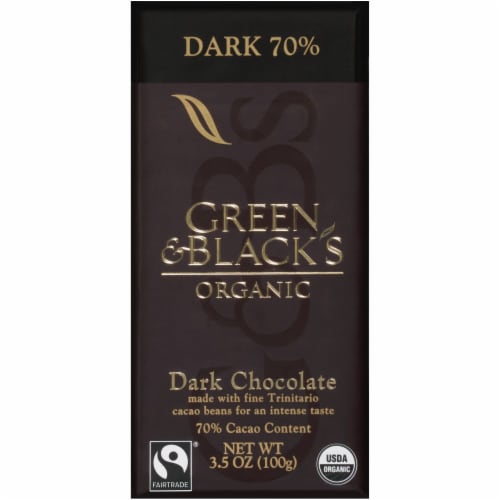 Green & Black's Organic 70% Cacao Dark Chocolate Bar Perspective: front