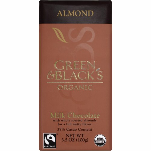 Green & Black's Organic Almond Milk Chocolate Bar Perspective: front