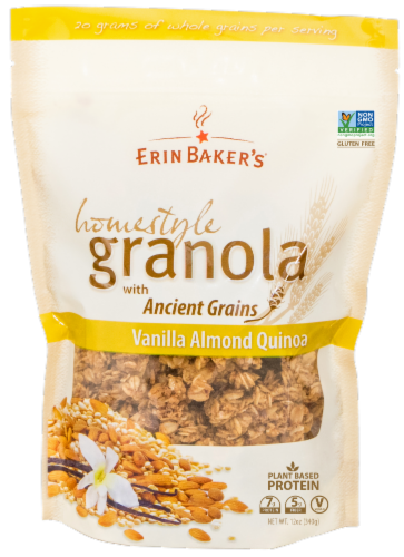 Erin Baker's Vanilla Almond Quinoa Homestyle Granola with Ancient Grains Perspective: front
