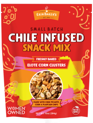 Erin Baker's Small Batch Chile Infused Snack Mix Perspective: front