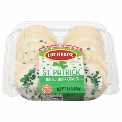 Lofthouse® St. Patrick's Day White Frosted Sugar Cookies Perspective: front