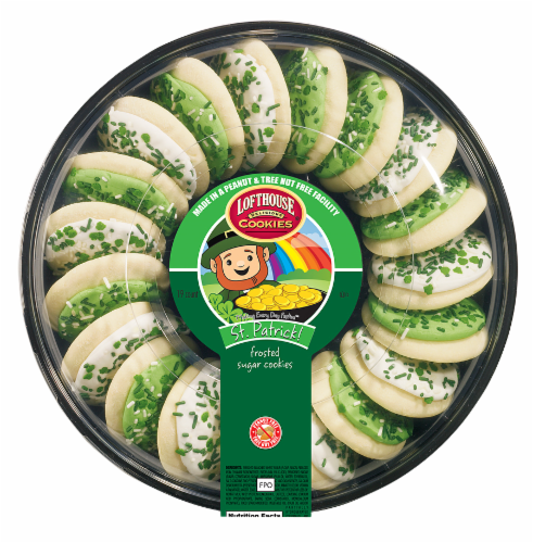 Lofthouse St. Patrick's Day Frosted Sugar Cookie Tray Perspective: front